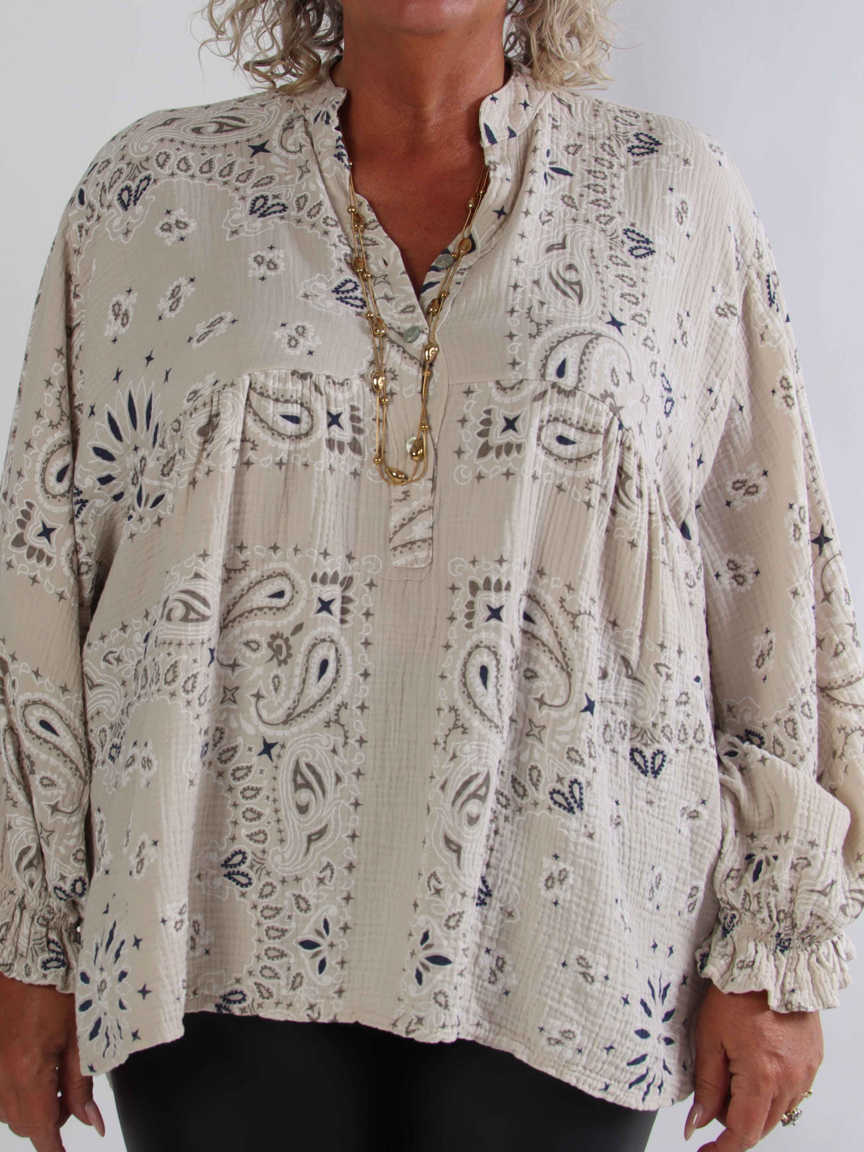 Diva Paisley – Plus size tunika i mjuk bomullsmuslin med paisleymönster